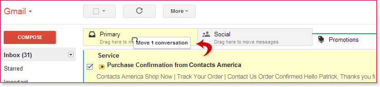 click and drag it into the 'Primary' tab